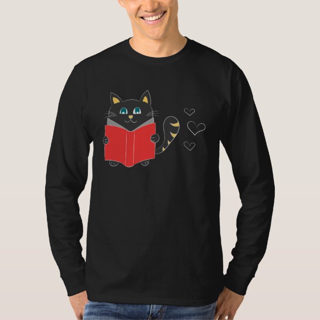 T-shirt Cat reading cat animal love cat friend (Devant)