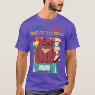 T-shirt Cat Retro Life Goal Lire tous les livres