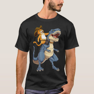 T-shirt Cat Riding Dinosaur T rex Funny Purrassic Kitty