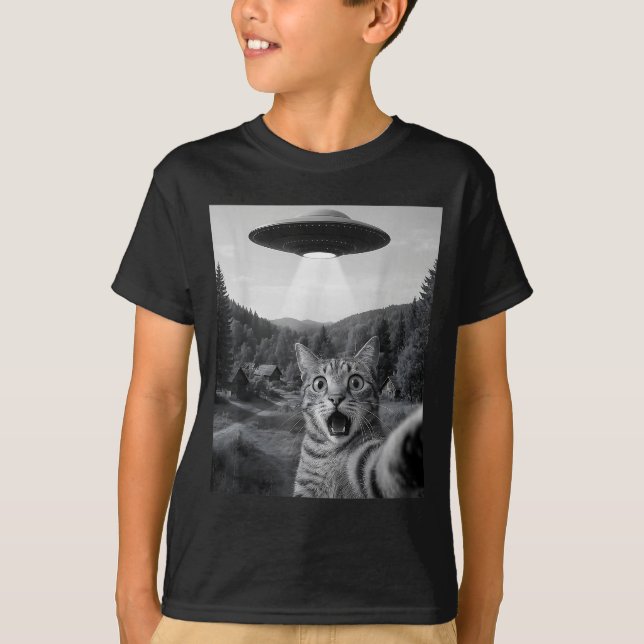 T-shirt Cat Selfie With Alien Ufo Funny Cat Funny Ed Cat  (Devant)