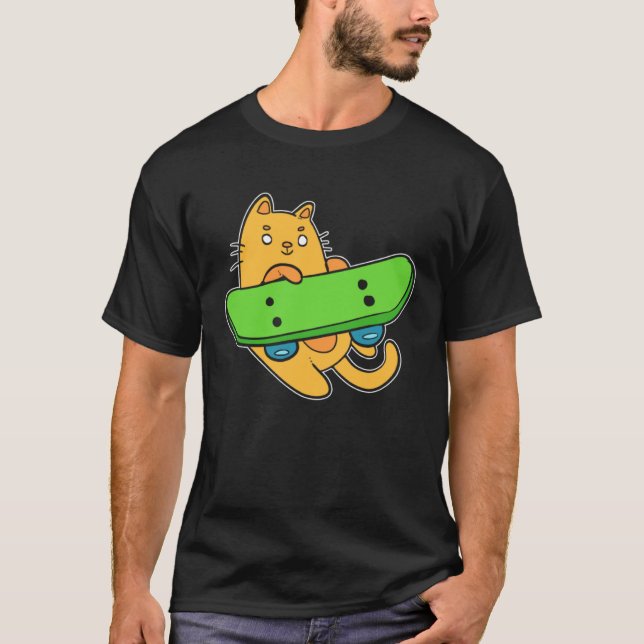 T-shirt Cat Skateboarder Hobbyist (Devant)