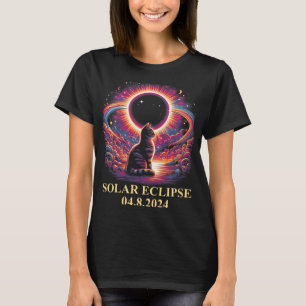 T-shirt Cat Solar Eclipse 2024 Totalité Avril 8 Hommes Fem
