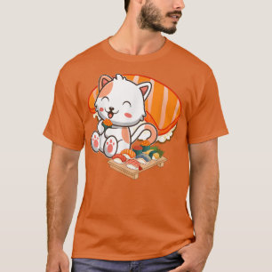 T-shirt Cat Sushi Kawaii Anime Otaku Japanese Gift Girls T