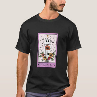 T-shirt Cat Tarot Card Ghost Halloween Citrouille Chat Lov