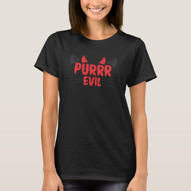 T-shirt Cat  Tees  Purrr Evil  Cute Graphic (Devant)