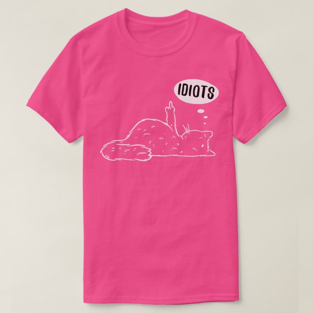 T-shirt Cat têtu Grumé Doigt Moyen Chat Kitty Idiots (Design devant)
