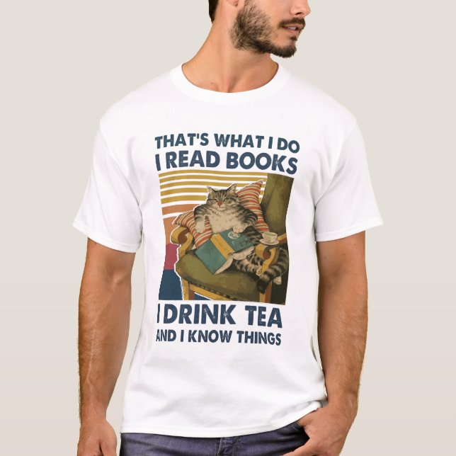 T-shirt Cat That's What I Do I Read Books i drink  (Devant)