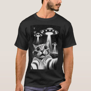 T-shirt Cat Ufo Funny Invasion Mème Retro Alien Cat Ufo Se