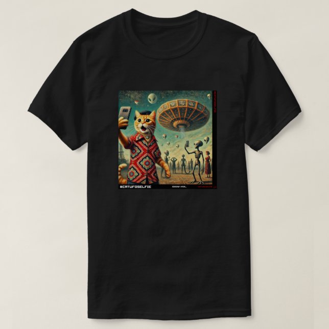 T-shirt Cat UFO Selfie : Don Du Kitten #01 (Design devant)