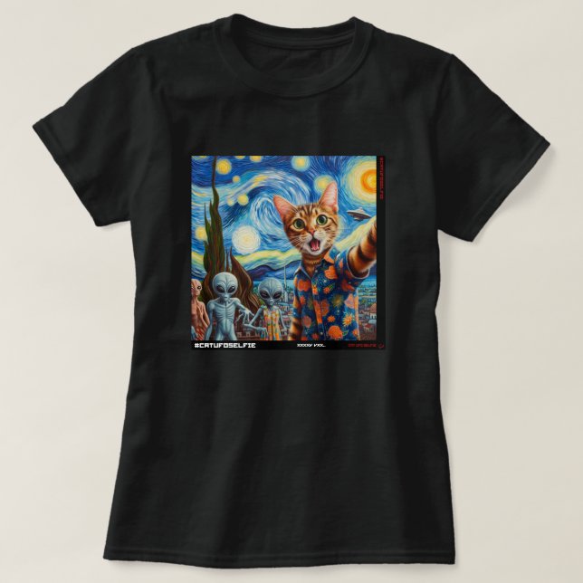 T-shirt Cat UFO Selfie : Don Du Kitten #01 (Design devant)