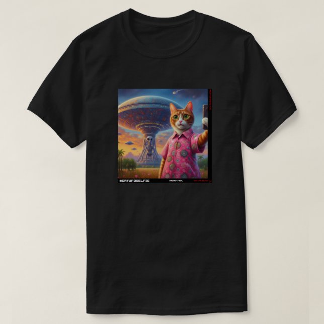 T-shirt Cat UFO Selfie : Don Du Kitten #11 (Design devant)