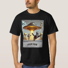 T-shirt Cat UFO Selfie : Scared Kitty (T-shirt Homme) #01