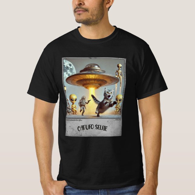 T-shirt Cat UFO Selfie : Scared Kitty (T-shirt Homme) #01 (Devant)