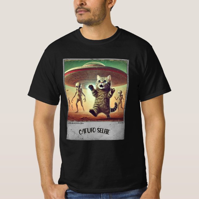 T-shirt Cat UFO Selfie : Scared Kitty (T-shirt Homme) #07 (Devant)