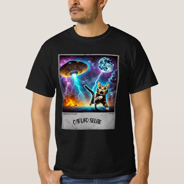 T-shirt Cat UFO Selfie : Scared Kitty (T-shirt Homme) #08 (Devant)