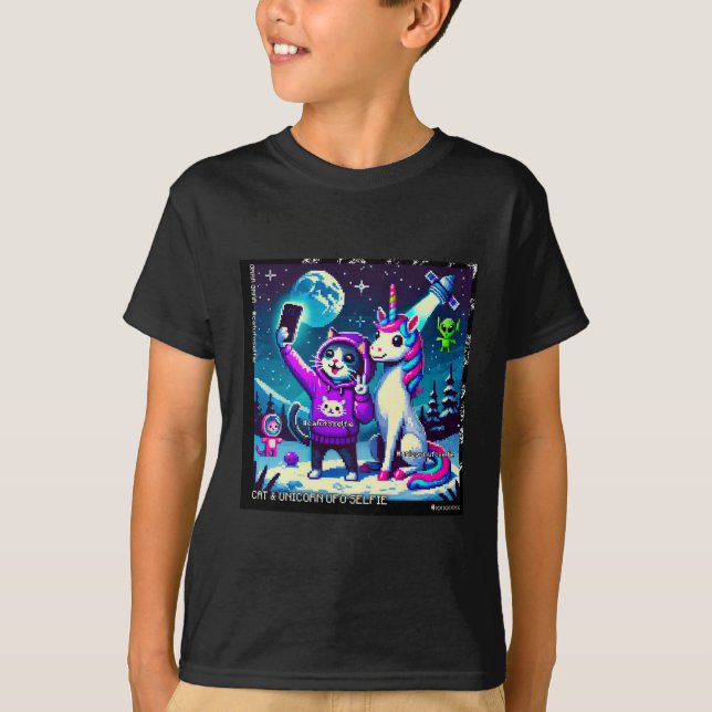 T-shirt Cat & Unicorn OVNI Selfie: Big Meeting #01 (Devant)