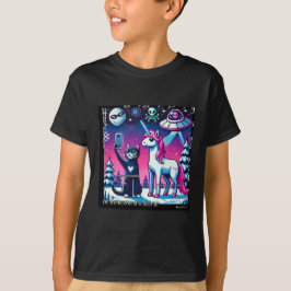 T-shirt Cat & Unicorn OVNI Selfie: Big Meeting #02