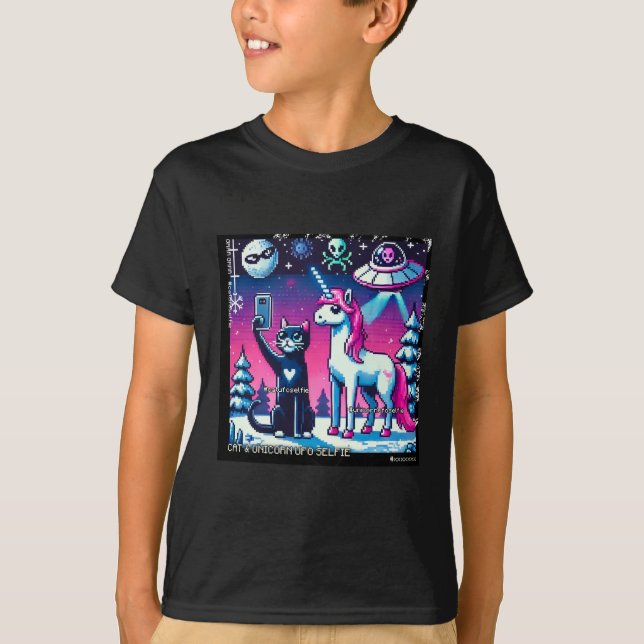 T-shirt Cat & Unicorn OVNI Selfie: Big Meeting #02 (Devant)