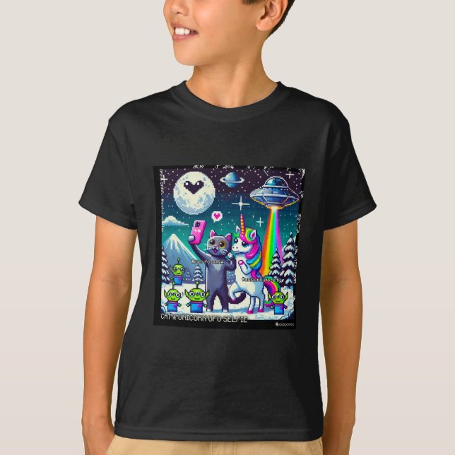 T-shirt Cat & Unicorn OVNI Selfie: Big Meeting #03 (Devant)