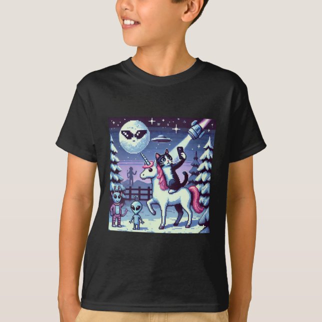 T-shirt Cat & Unicorn OVNI Selfie: Big Meeting #04 (Devant)