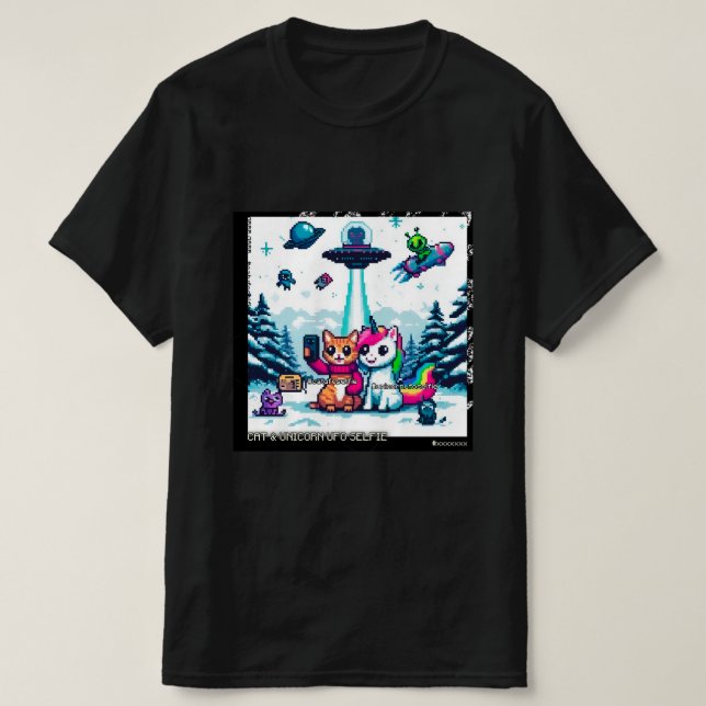 T-shirt Cat & Unicorn OVNI Selfie: Big Meeting #1 (Design devant)