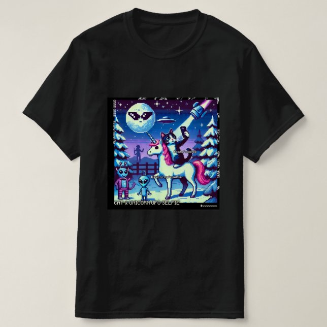 T-shirt Cat & Unicorn OVNI Selfie: Big Meeting #12 (Design devant)
