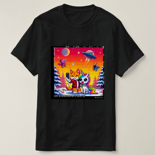 T-shirt Cat & Unicorn OVNI Selfie: Big Meeting #3 (Design devant)