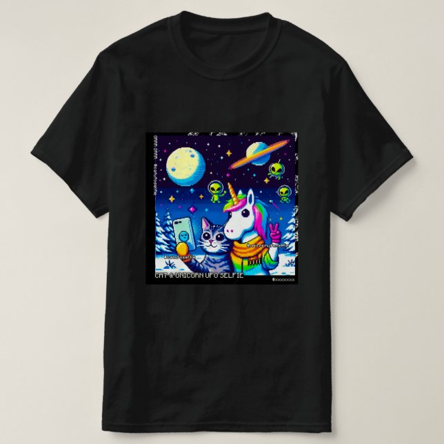T-shirt Cat & Unicorn OVNI Selfie: Big Meeting #8 (Design devant)