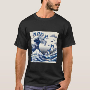 T-shirt Cat Wave Art Japonais Océan Vintage Chats Art