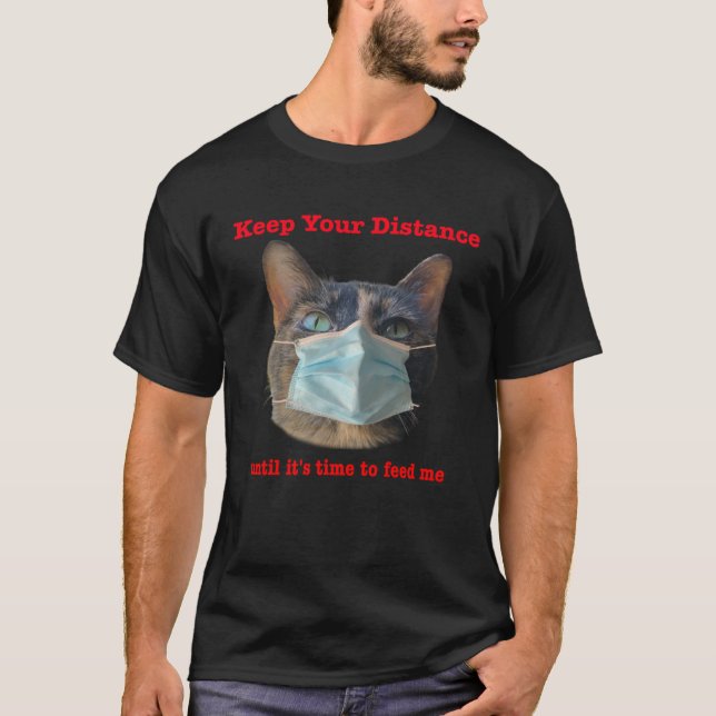 T-shirt Cat Wearing Face Mask Social Distancing (Devant)