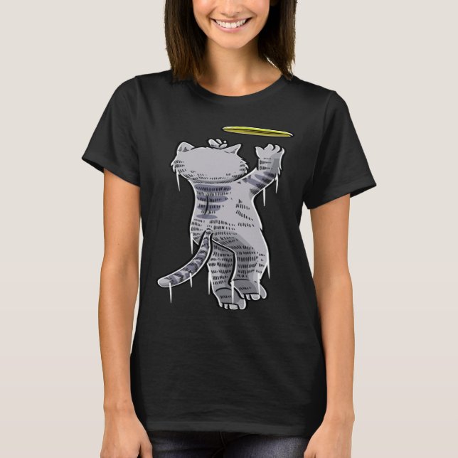 T-shirt Cat With Frisbee Disc Frisbee Player Thrower Disc  (Devant)