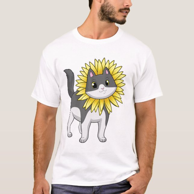 T-shirt Cat with sunflower (Devant)