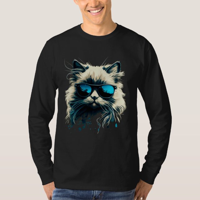 T-shirt Cat with Sunglasses for Ragdoll Cat (Devant)