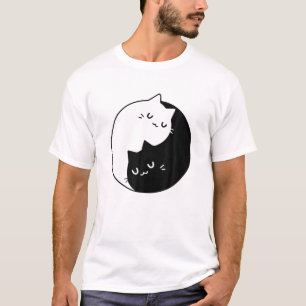 T-shirt Cat Yin Yang Drôle Drôle Cartoon Kitten Animaux