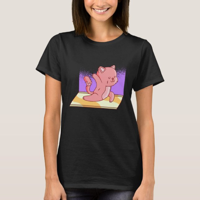 T-shirt cat yoga cute (Devant)