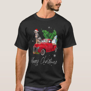 T-shirt Catahoula Leopard Chien à cheval Camion Rouge Noël