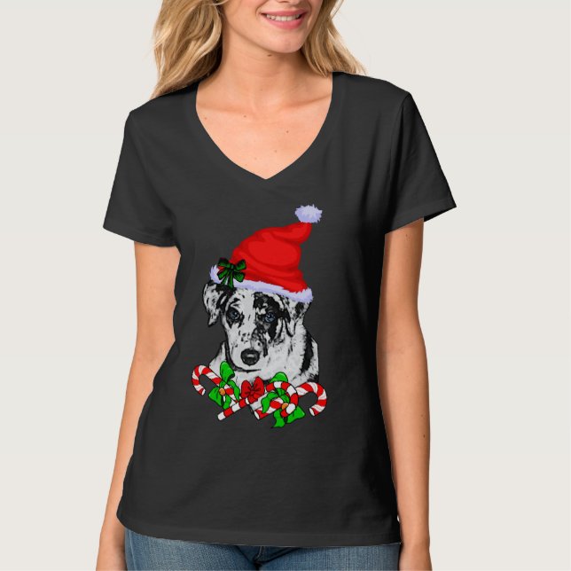 T-shirt Catahoula Leopard Chien Noël Joyeux (Devant)