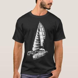 T-shirt Catamaran Bateau Vieux Voilier Bateau Océan Plaisi