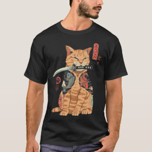 T-shirt Catana Chat Vintage Cute Chat d'inspiration japona