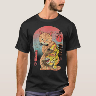 T-shirt Catana In Edo Chat Attooté Samurai Chat Art Japona