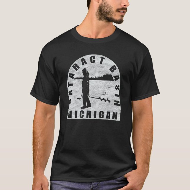 T-shirt Cataract Basin Ice Fishing Michigan (Devant)
