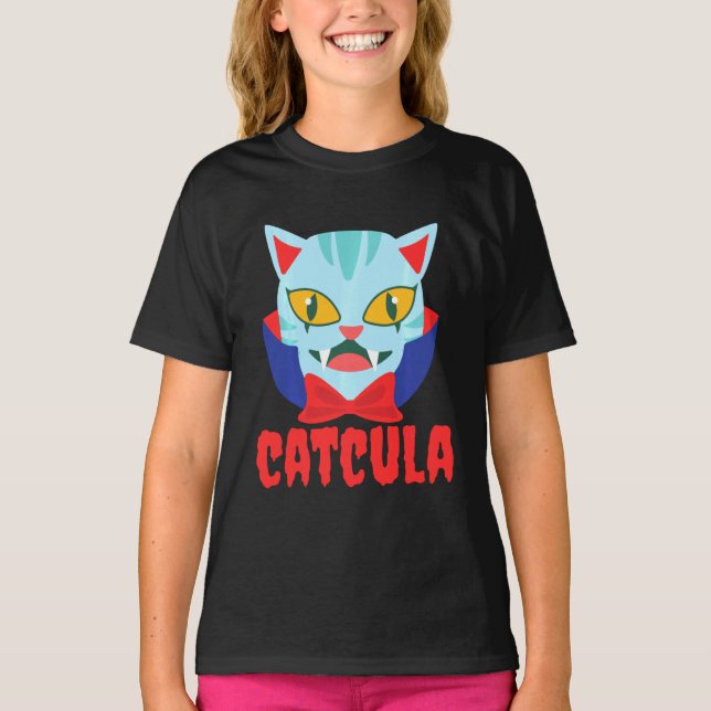 T-shirt Catcula Cat Vampire Dracula Vampirina Halloween Co (Devant)