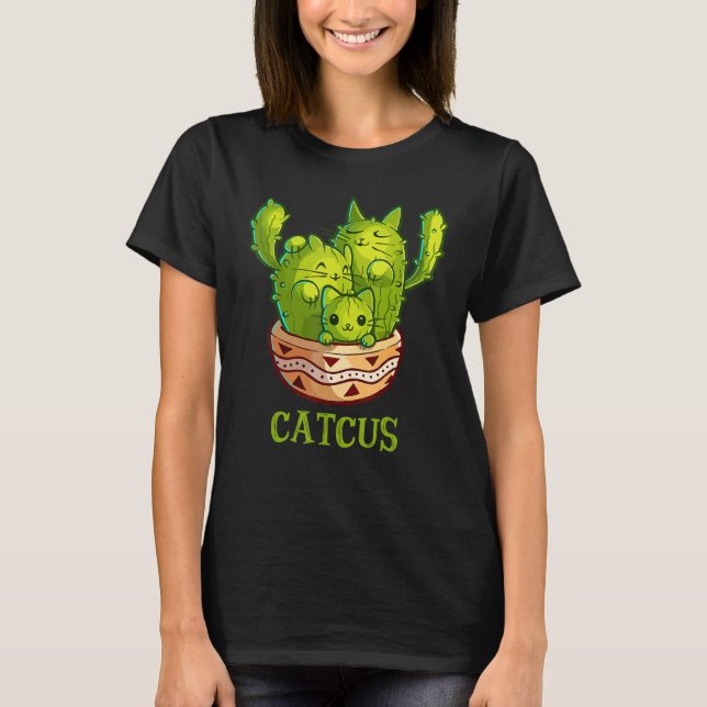 T-shirt Catcus Cute Cat And Cactus Mexican Cactus Cinco De (Devant)