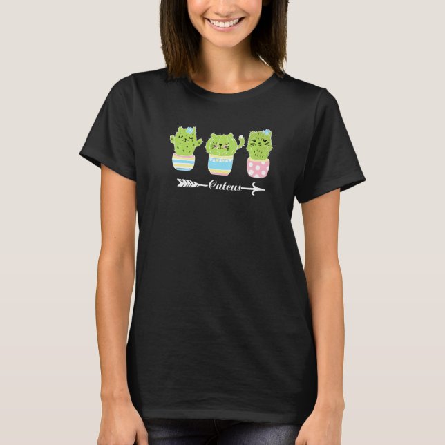T-shirt Catcus femmes Mens Cactus Plante Chat Catus Plante (Devant)
