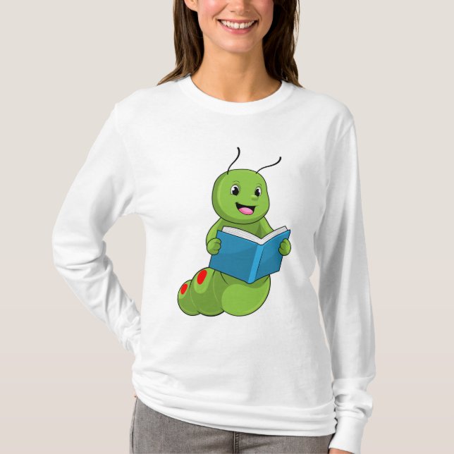 T-shirt Caterpillar à lire avec livre (Devant)