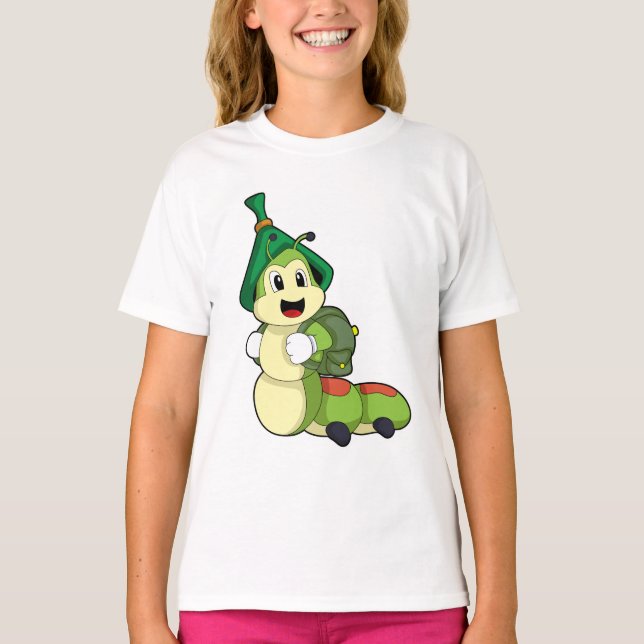 T-shirt Caterpillar en tant qu'étudiant avec sac à dos (Devant)