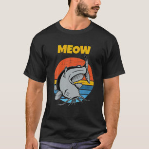 T-shirt CatFishing Retro Sunset Funny Meow Catfish