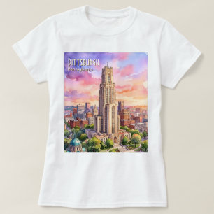 T-shirt Cathédrale d'apprentissage de Pittsburgh aquarelle