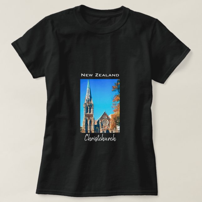 T-shirt Cathédrale de Christchurch Voyage Nouvelle-Zélande (Design devant)