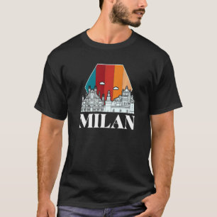T-shirt Cathédrale de Milan Skyline Rétro Italie